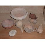 An interesting collection of early Pottery including a Roman terracotta Oil Lamp and an early