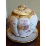 A good late-19th century Royal Worcester blush porcelain Pot Pouri and Cover of melon form,