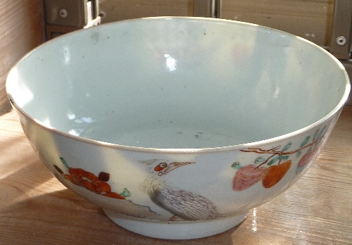 An 18th century Chinese porcelain Bowl decorated with flowers and strawberries,