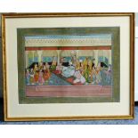 Indian School, 19th century, "An Interior Scene With a Nobleman In a White Turban With Attendants",