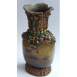 A 18th/19th century Tibetan agate gilt metal mounted Snuff Bottle bejewelled with turquoise,