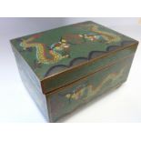 An early 20th century Chinese rectangular cloisonné box with hinged lid,