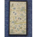 A framed and glazed (later) very fine Japanese Needlework on Silk depicting cranes and butterflies