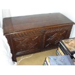 A good late 17th century oak Chest of boarded and panelled construction,