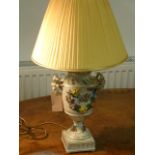 A decorative ceramic Table Lamp and Shade in late 18th century Robert Adam style,