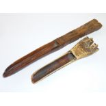 Treen interest - an 18th century fruitwood Knitting Sheath/Love Token (possibly Welsh?),