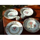 A selection of 18th century Chinese Ceramics including Plates decorated with chrysanthemum in the