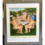 Beryl Cook OBE, (British, 1926-2008) "Tea In The Garden", Lithographic Print, limited to 650 copies,