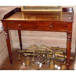 A late Regency/early Victorian Washstand/Writing Table, three-quarter galleried top,