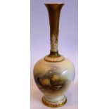 A Royal Worcester porcelain Vase hand-painted with sheep in a rocky landscape and signed E.