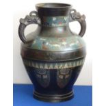 A large and heavy early-style Chinese bronze and enamel baluster-shaped Vase,