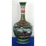A small 19th Century Chinese porcelain bottle vase hand decorated in Famille verte enamels in the