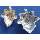Two 18th century leaf-shaped transfer decorated Pickle Dishes, the larger 14cm long (2),