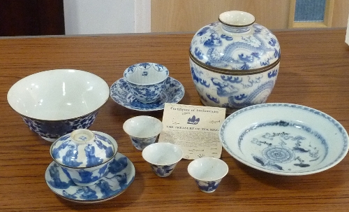 A mixed group of Chinese Ceramics to include a Tek Sing Dish with certificate of authenticity,