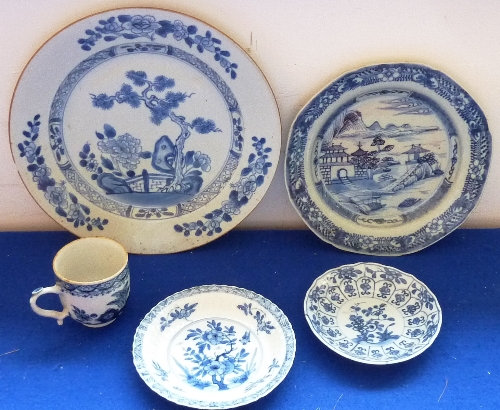 An 18th century Chinese Export porcelain group comprising larger Plate decorated with a pine tree;