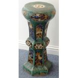 A large late-19th century Chinese Majolica glaze pottery Jardiniere Stand,