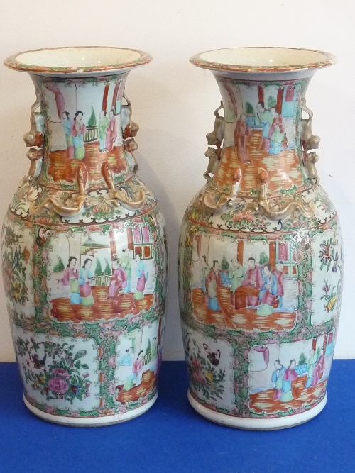 A pair of large 19th Century Chinese Canton porcelain Vases,