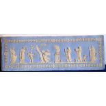 PLEASE NOTE WE THINK THE PANEL IS PLASTER A wide 19th century blue Jasperware style Panel