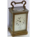 A 19th Century gilt brass (rubbed) cased Carriage Clock,