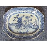 An 18th century Chinese Export octagonal porcelain Platter having 'orange peel' style base,