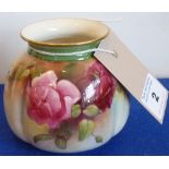 A Royal Worcester porcelain Vase hand painted with roses,