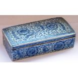 An 18th century, Chinese porcelain, rectangular Box and cover decorated with scrolling lotus,