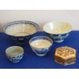 A small Oriental ceramics group to include Tea Bowls, one earlier Bowl with stylised decoration,