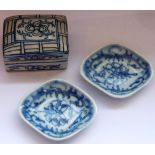 A pair of Chinese 19th century porcelain miniature lozenge-shaped Dishes,