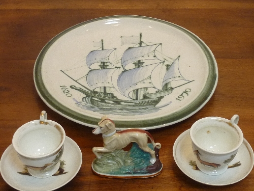 A Rye pottery Charger commemorating the Mayflower (dated 1970),