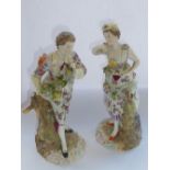 A pair of 19th century Continental hand-decorated porcelain Figures in early style dress,