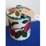 A Wemyss Preserve Jar and Lid with typical fruit painting,