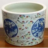 An early/mid-19th Century Chinese circular porcelain Planter finely decorated in relief enamels
