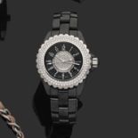 CHANELJ12. REF. H1708VENDUE EN FEVrier 2008Montre bracelet de dame en céramique noire et diamants.