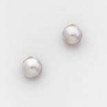 PAIRE DE CLIPS D'OREILLES PERLES MABEEScomposés d'une perle de culture mabée de forme ronde. Monture