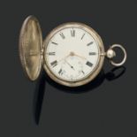 TRAVAIL ANGLAISVERS 1900Montre de poche en argent. Cadran émail blanc avec index chiffres romains