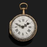 L’EPINE À PARIS FIN DU XVIIIème Siècle Petite montre à verge en or jaune. Cadran émail blanc avec