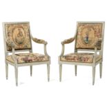 PAIRE DE FAUTEUILS À DOSSIER À LA REINE, ESTAMPILLÉS D'ANTOINE GAILLIARD, ÉPOQUE LOUIS XVIEn bois