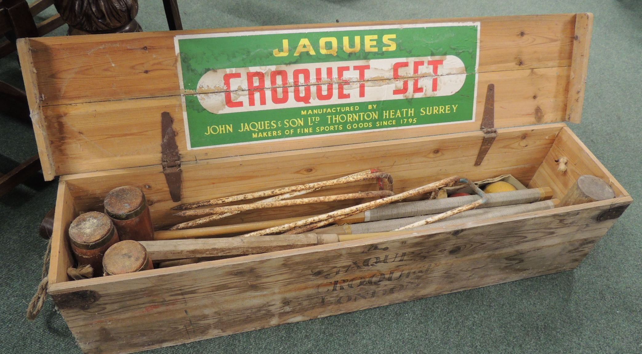 A Jacques croquet set in original wood box