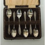 A cased set of six silver teaspoons, Sheffield 1931