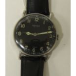 A Gents military style wristwatch, the black circular dial marked "RENSIE" with luminous Arabic