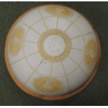 A large early 20th Century white glass plafonniere painted with classical urn roundels, approx 30cms