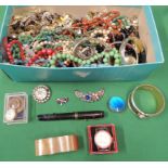 A quantity of assorted costume jewellery, including bead necklaces, bangles, charm bracelet,