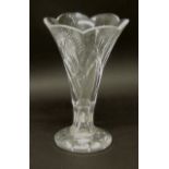 A Waterford crystal vase of trumpet form with heavy circular base, etched mark to base, 25.5cms