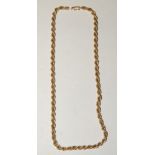 A Continental gold rope link neck chain, 16.5 inches long approx. 14.3g approx