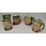 Four Beswick large Dickens character jugs - Micawber, Sairey Gamp, Scrooge and Tony Weller, the