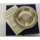 A cased silver commemorative dish for the wedding of Princess Anne and Capt. Mark Phillips, 13cms