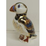A Royal Crown Derby paperweight Puffin, with gold stopper, 12.5cms high ++good condition