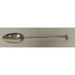 A George III silver basting spoon with scrolling reeded terminal, London 1771, approx 3.2oz