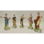 A set of five 19th Century Samson porcelain allegorical figures, each wearing a coronet and with