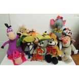 A quantity of soft toy cartoon characters including Banana Splits; Dino and others (a lot)